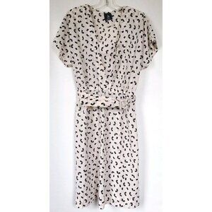 Vtg 90s Maree Paris Geometric Midi Dress Eiffel Tower Label French Chic Sz S